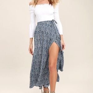 Lulu’s Blue and White Maxi Skirt with Slip